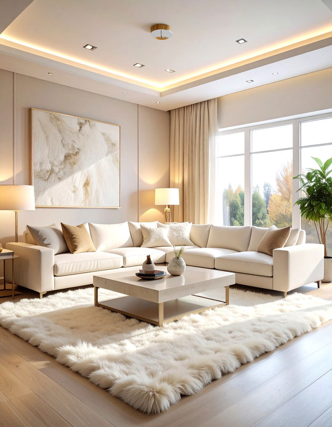 Cozy white and cream living room - 30 cream and white living room ideas