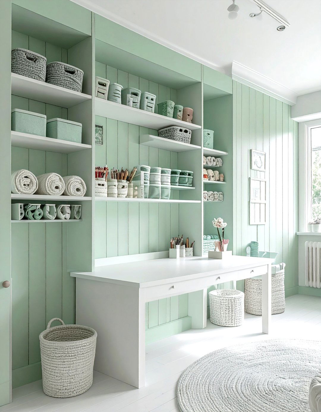 Craft room organization wall - 30 beadboard ideas