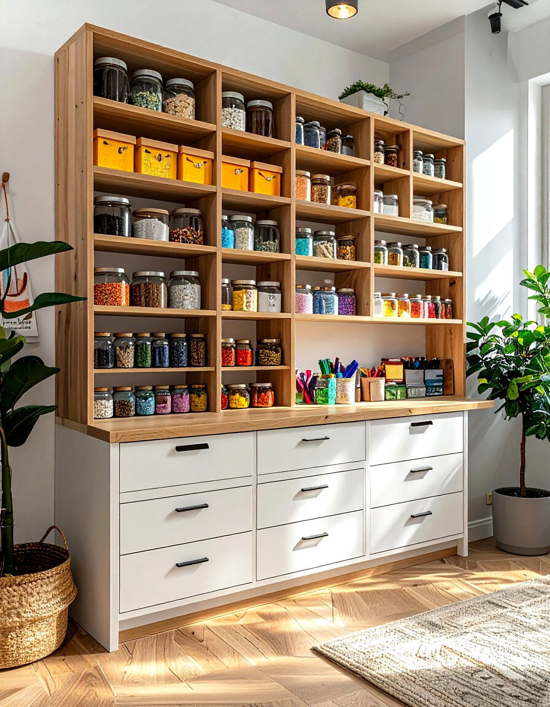 Craft storage wall - 30 living room built-in cabinets