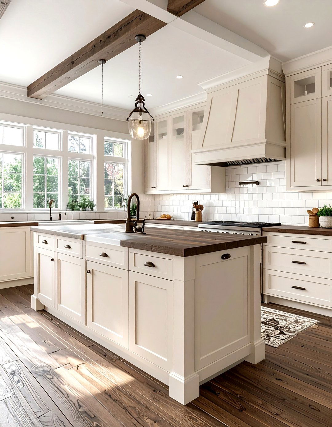 Craftsman Cream Kitchen White Tile Accents - 30 cream and white kitchen ideas