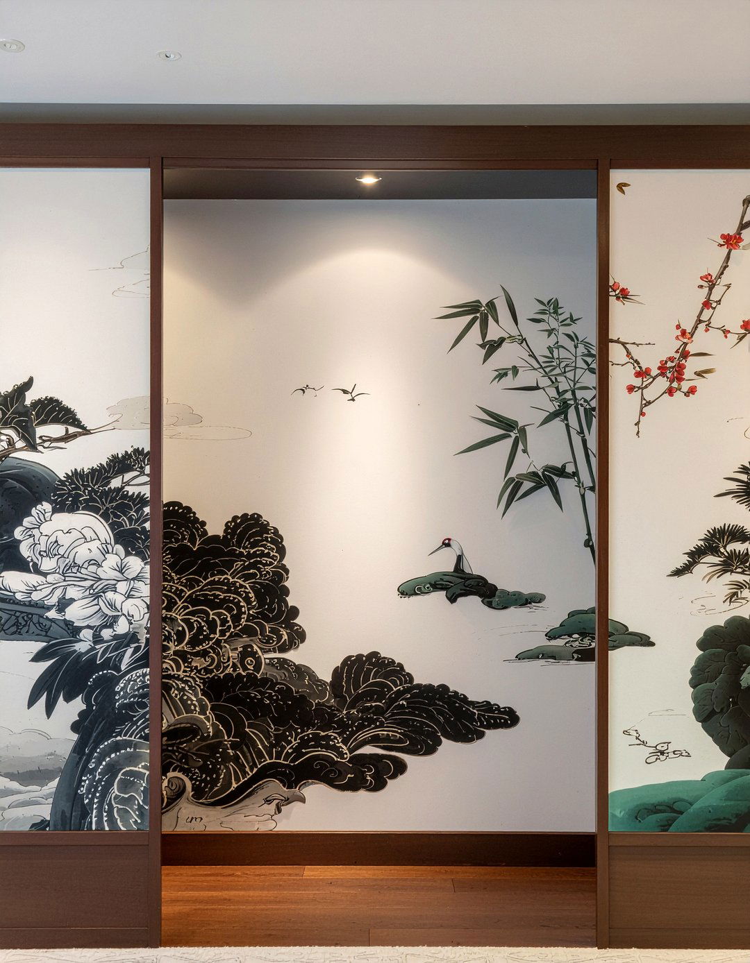 Crane bird decor - 30 Chinese living room ideas