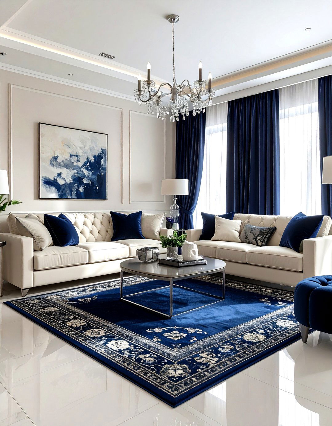 Cream And Navy Living Room - 30 cream living room decor ideas