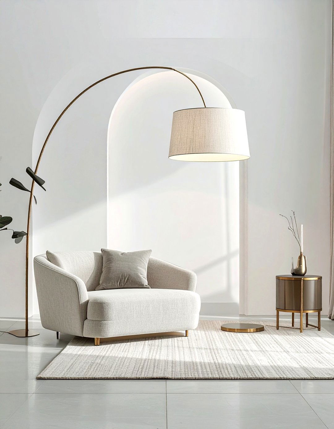 Cream Arched Floor Lamp - 30 cream living room accessories ideas