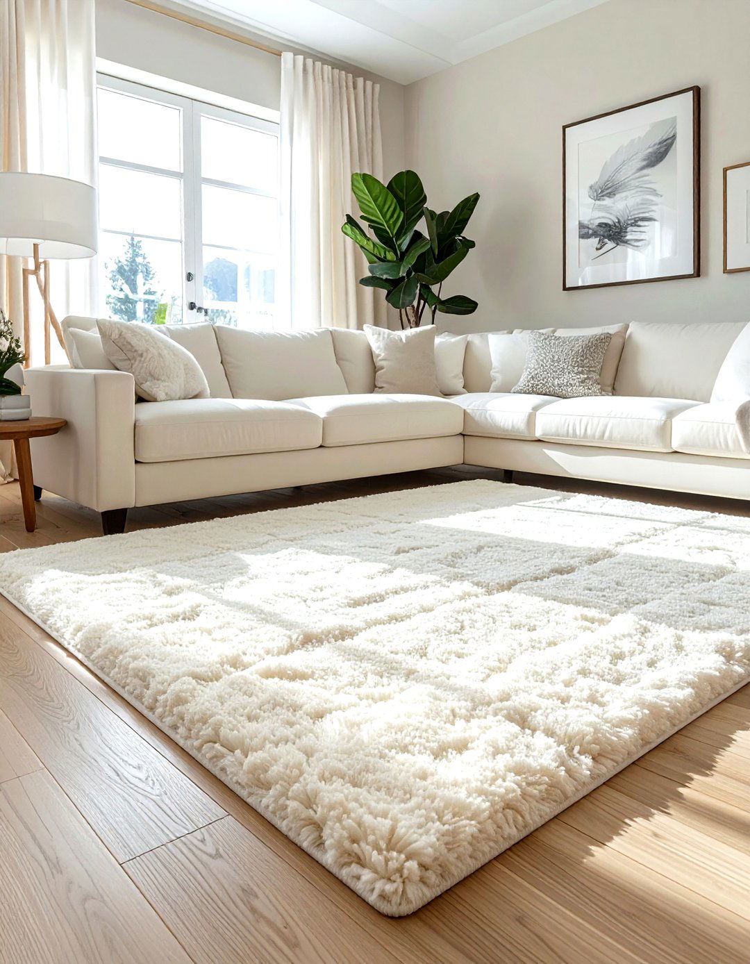 Cream Area Rug - 30 white living room accessories ideas