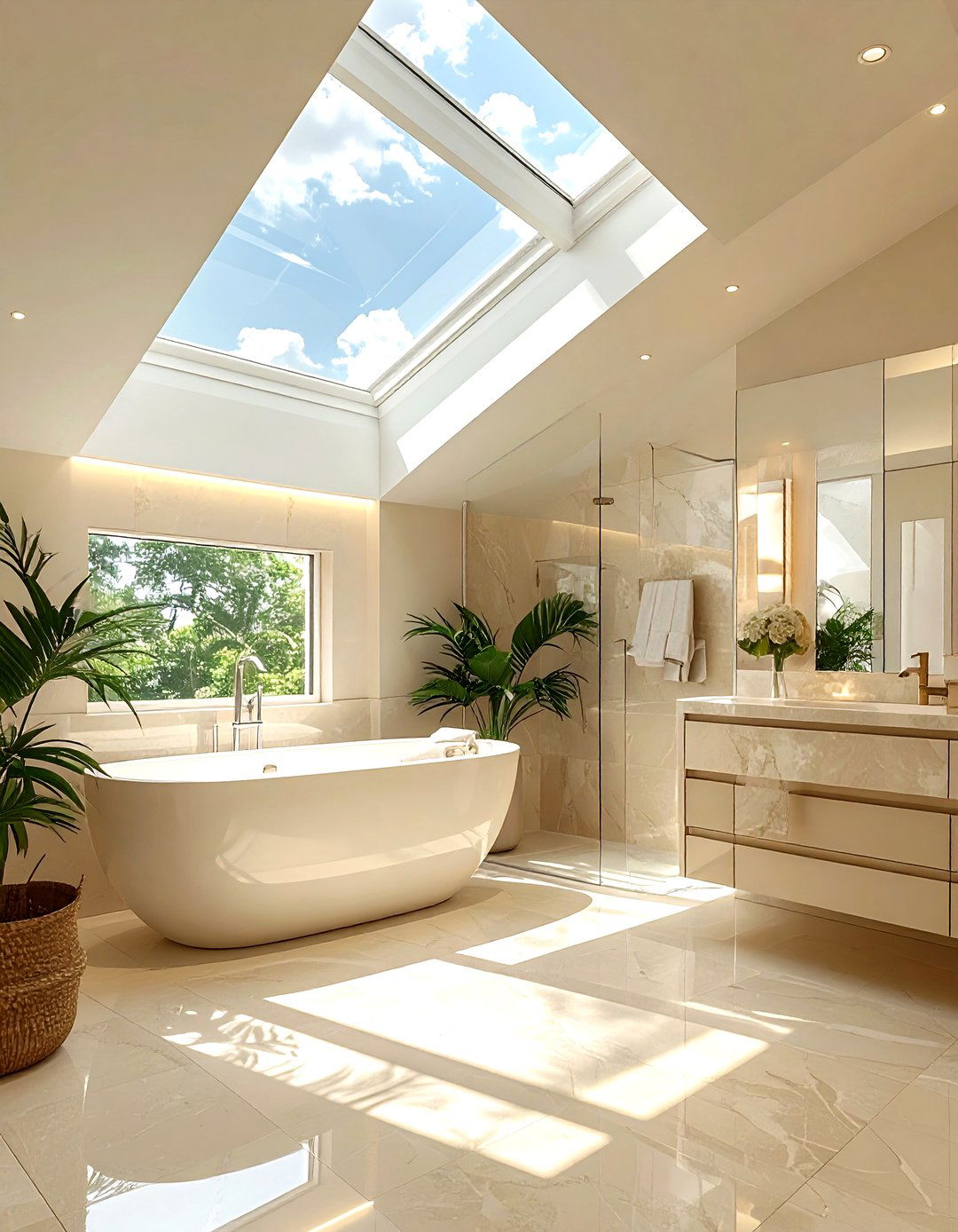 Cream Bathroom Skylight - 30 cream bathroom design ideas