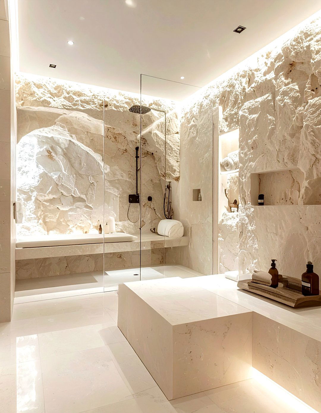 Cream Bathroom Stone Walls - 30 warm cream bathroom ideas