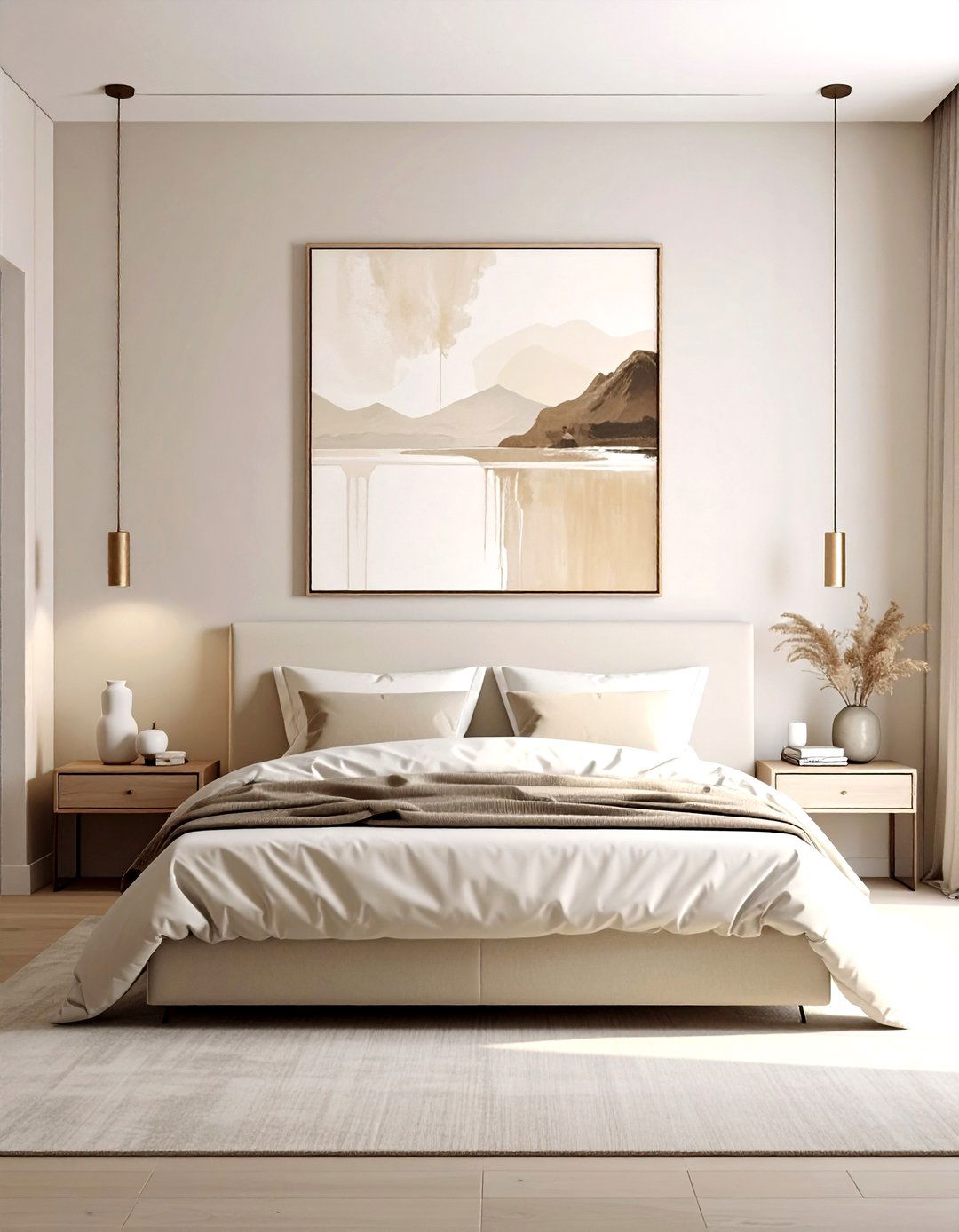 Cream Bedroom With Art - 30 minimalist cream bedroom ideas