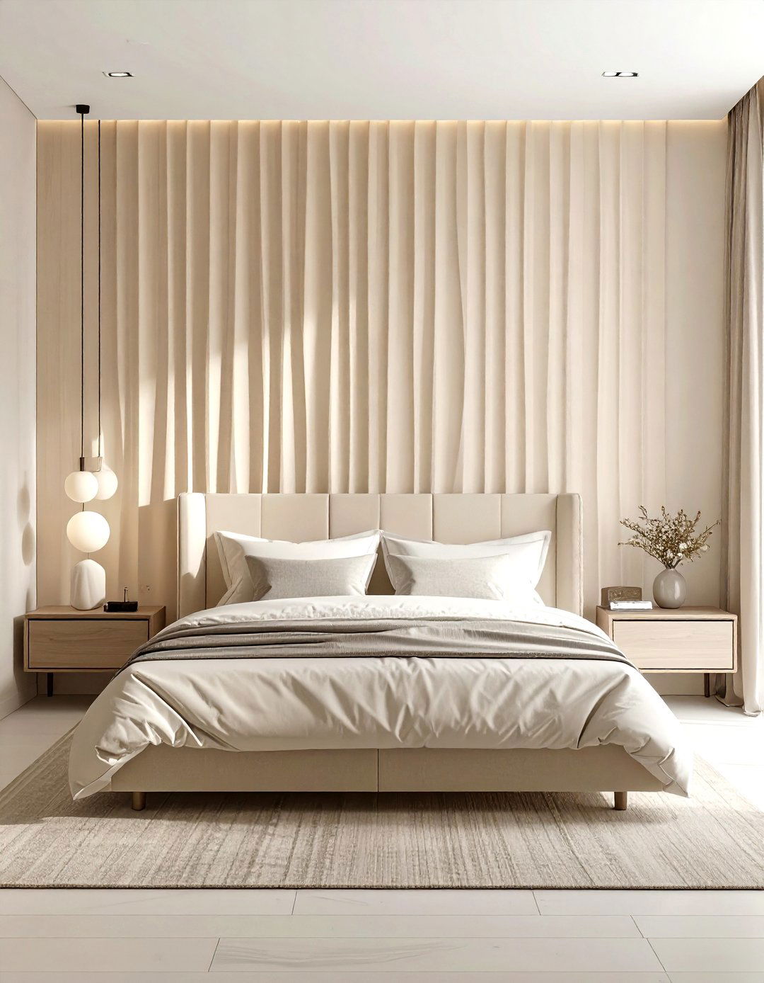 Cream Bedroom With Fluted Walls - 30 modern cream bedroom ideas