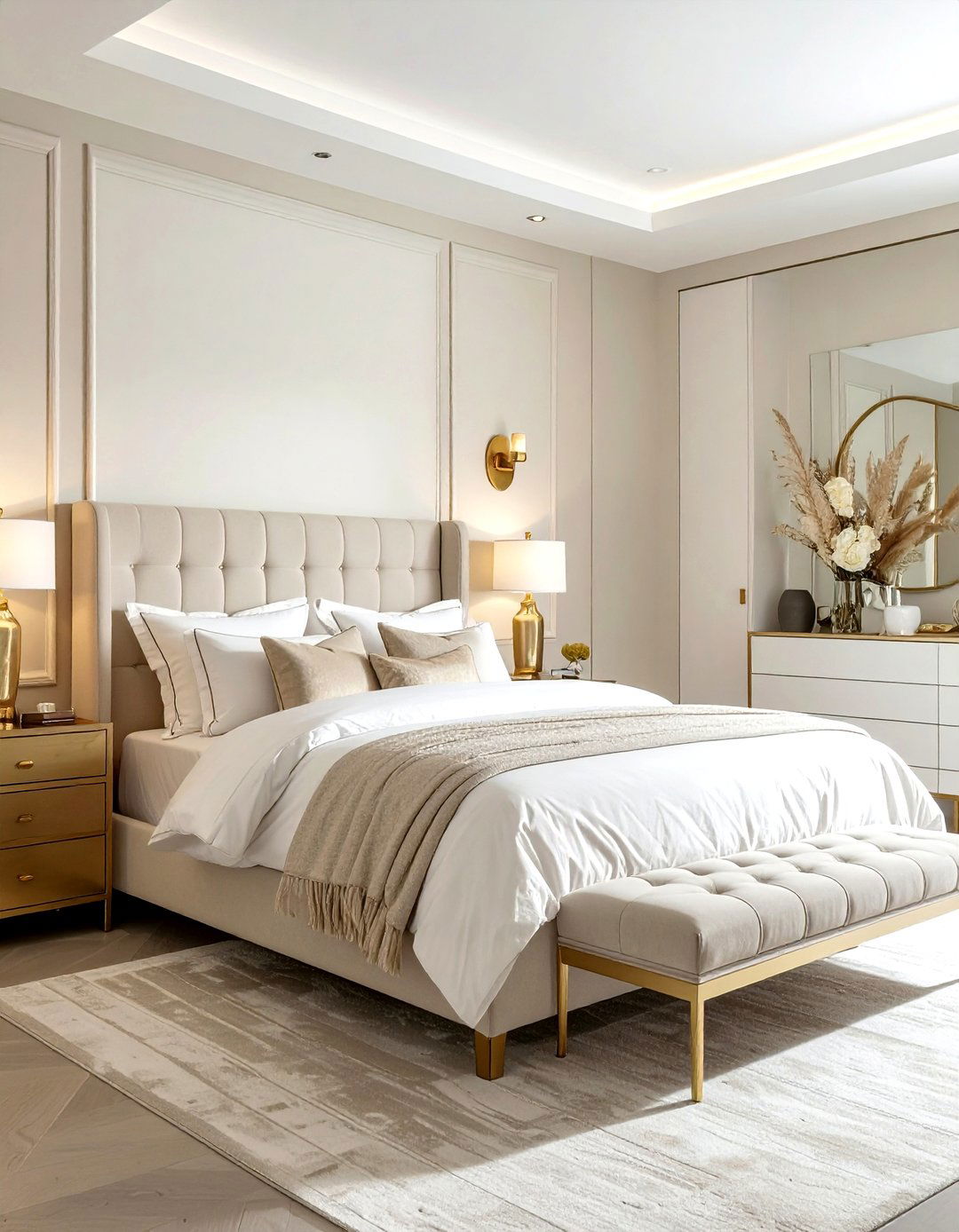 Cream Bedroom With Gold Accents - 30 minimalist cream bedroom ideas
