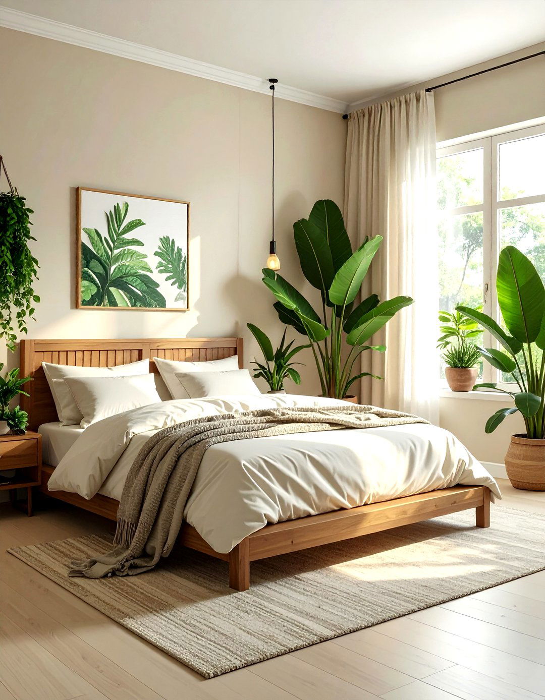 Cream Bedroom With Greenery - 30 modern cream bedroom ideas