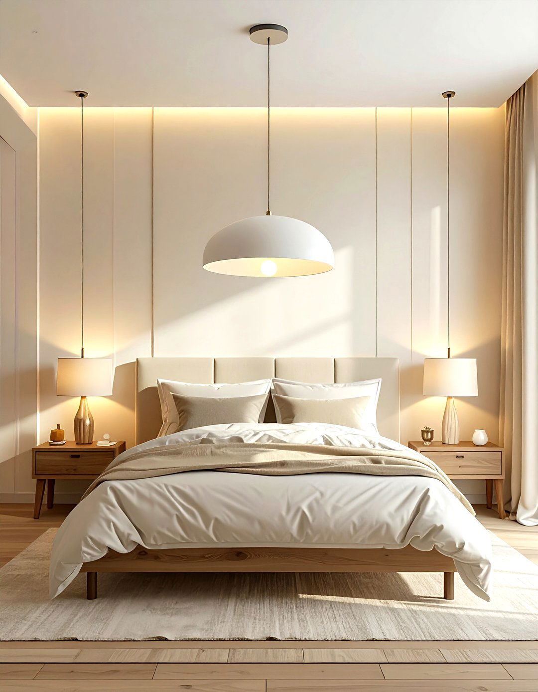 Cream Bedroom With Lighting - 30 minimalist cream bedroom ideas