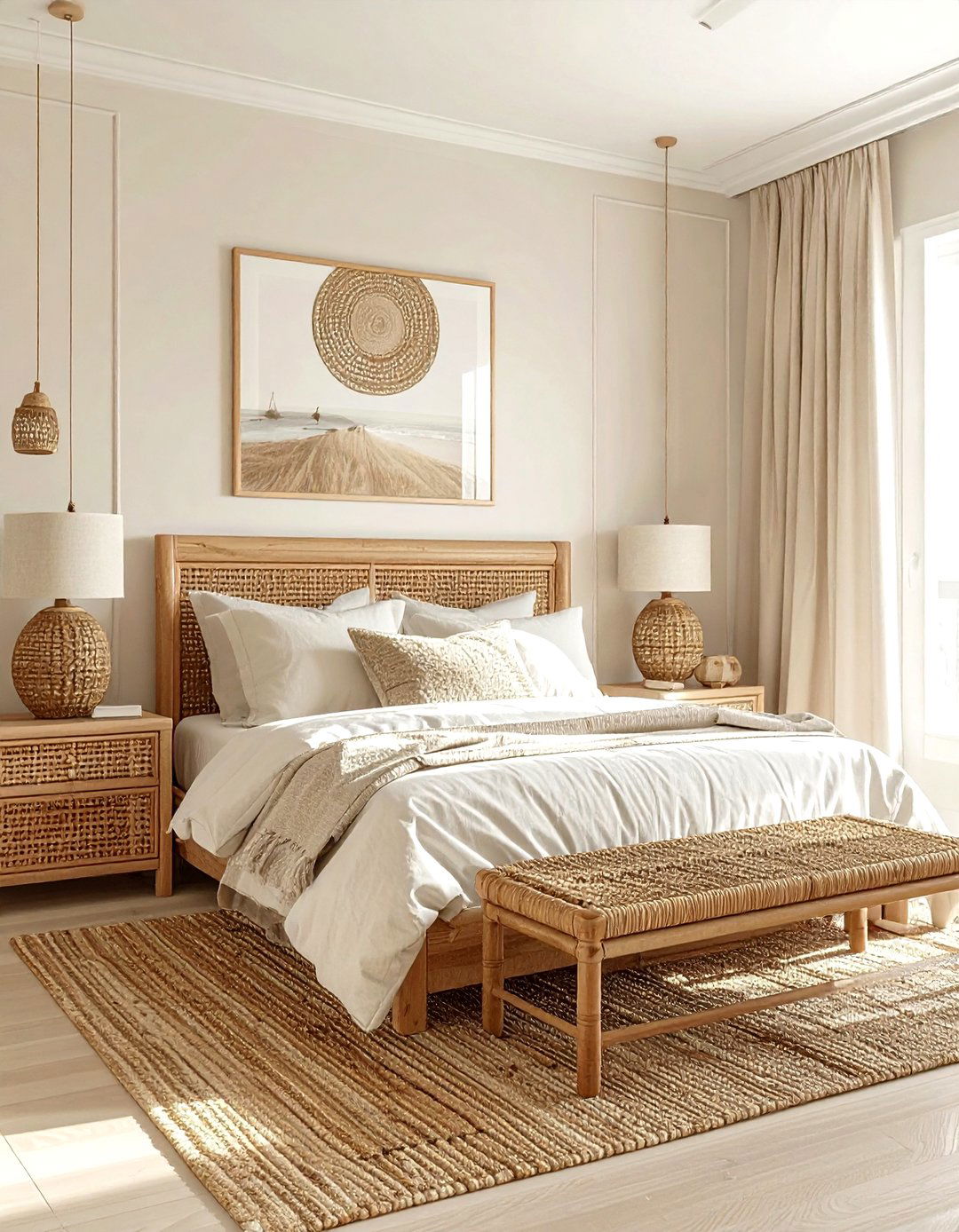 Cream Bedroom With Rattan Furniture - 30 modern cream bedroom ideas
