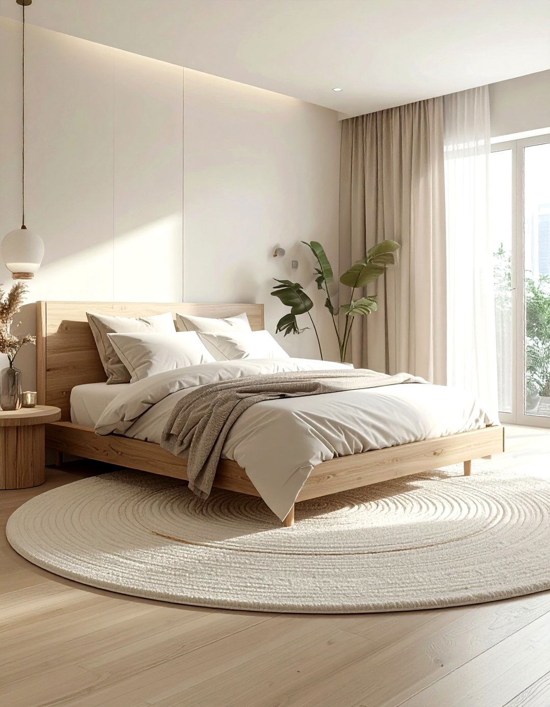 Cream Bedroom With Round Rug - 30 scandinavian cream bedroom ideas