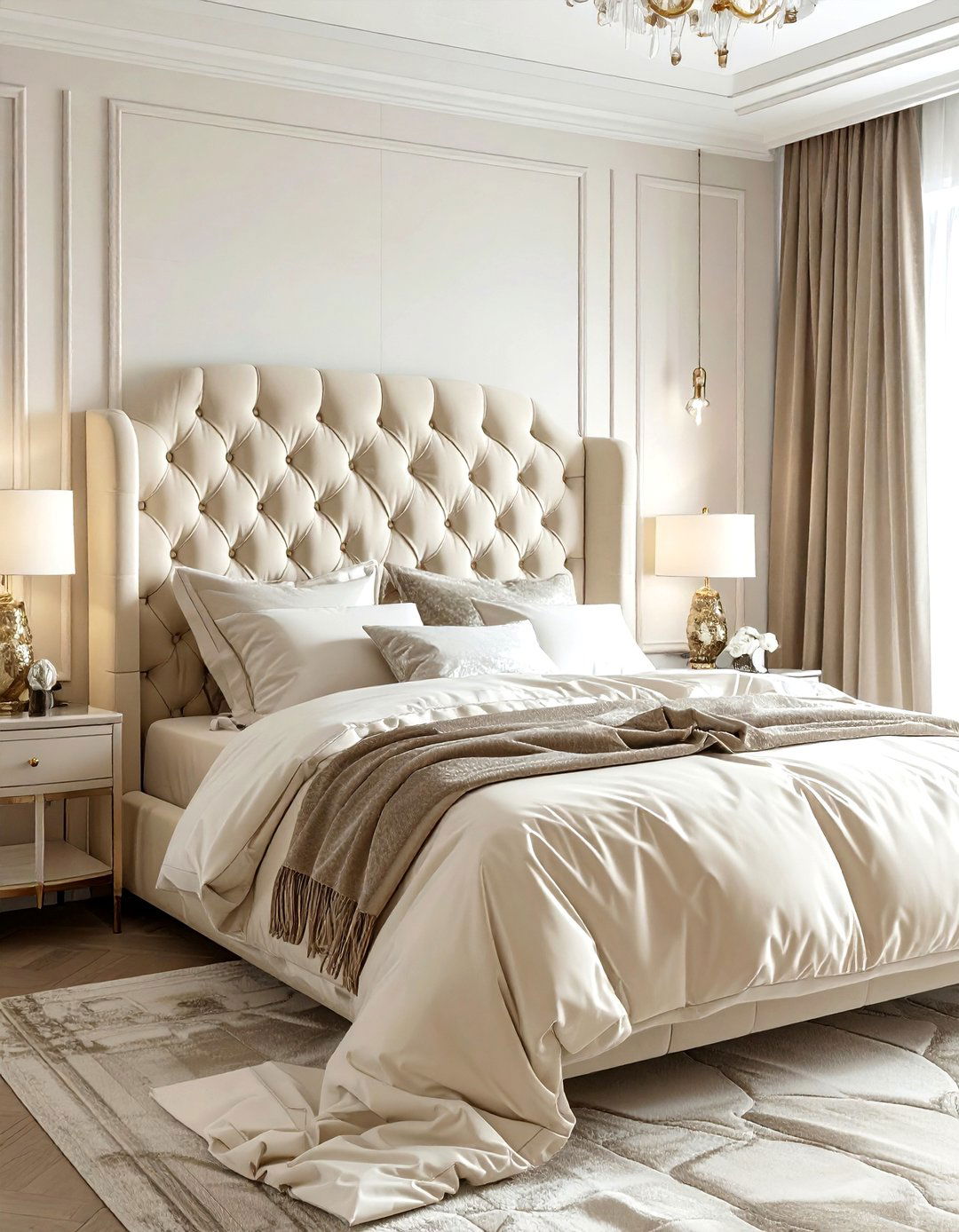 Cream Bedroom With Velvet Headboard - 30 modern cream bedroom ideas