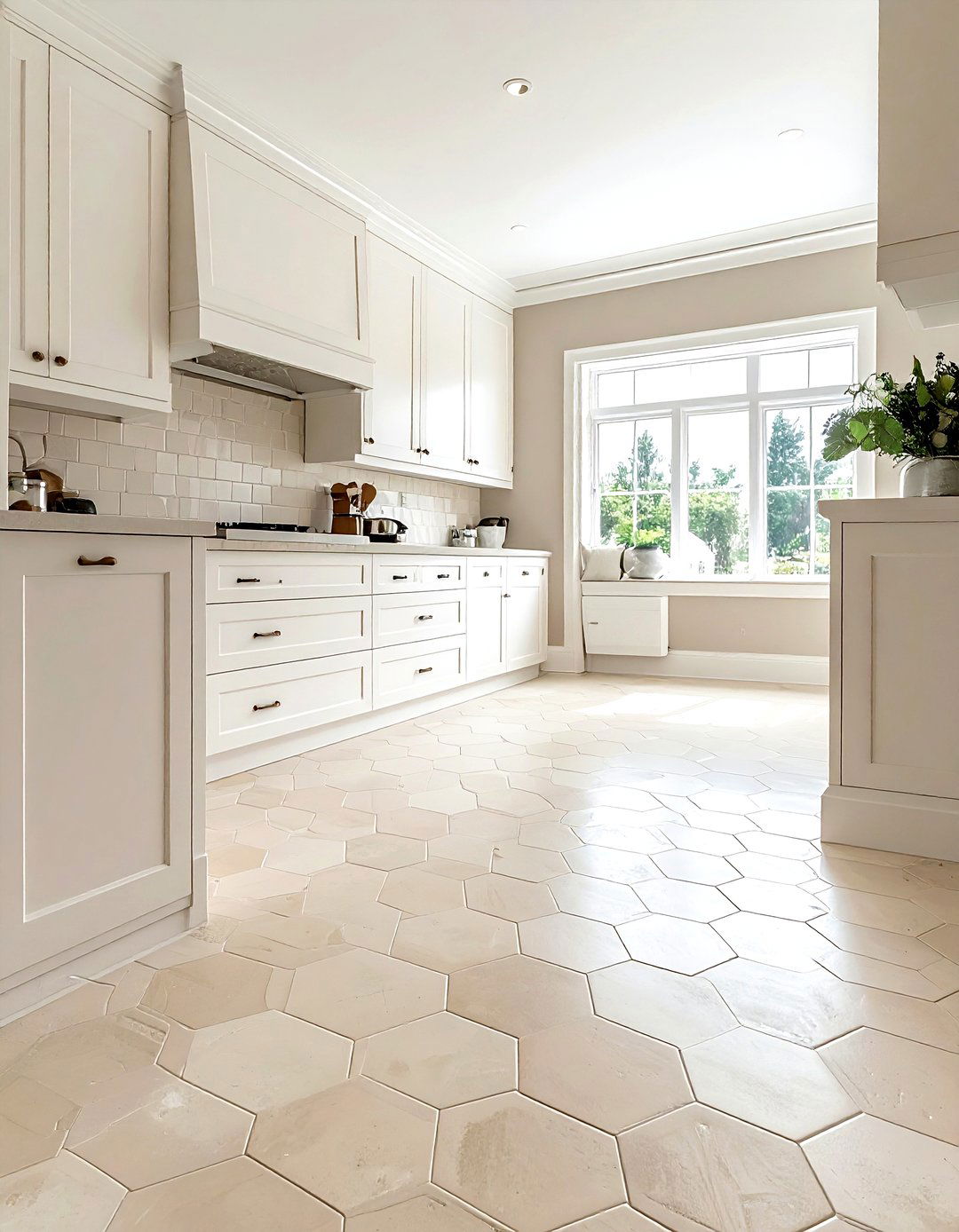 Cream Beige Hexagon Floor - 30 hexagon floor kitchen ideas
