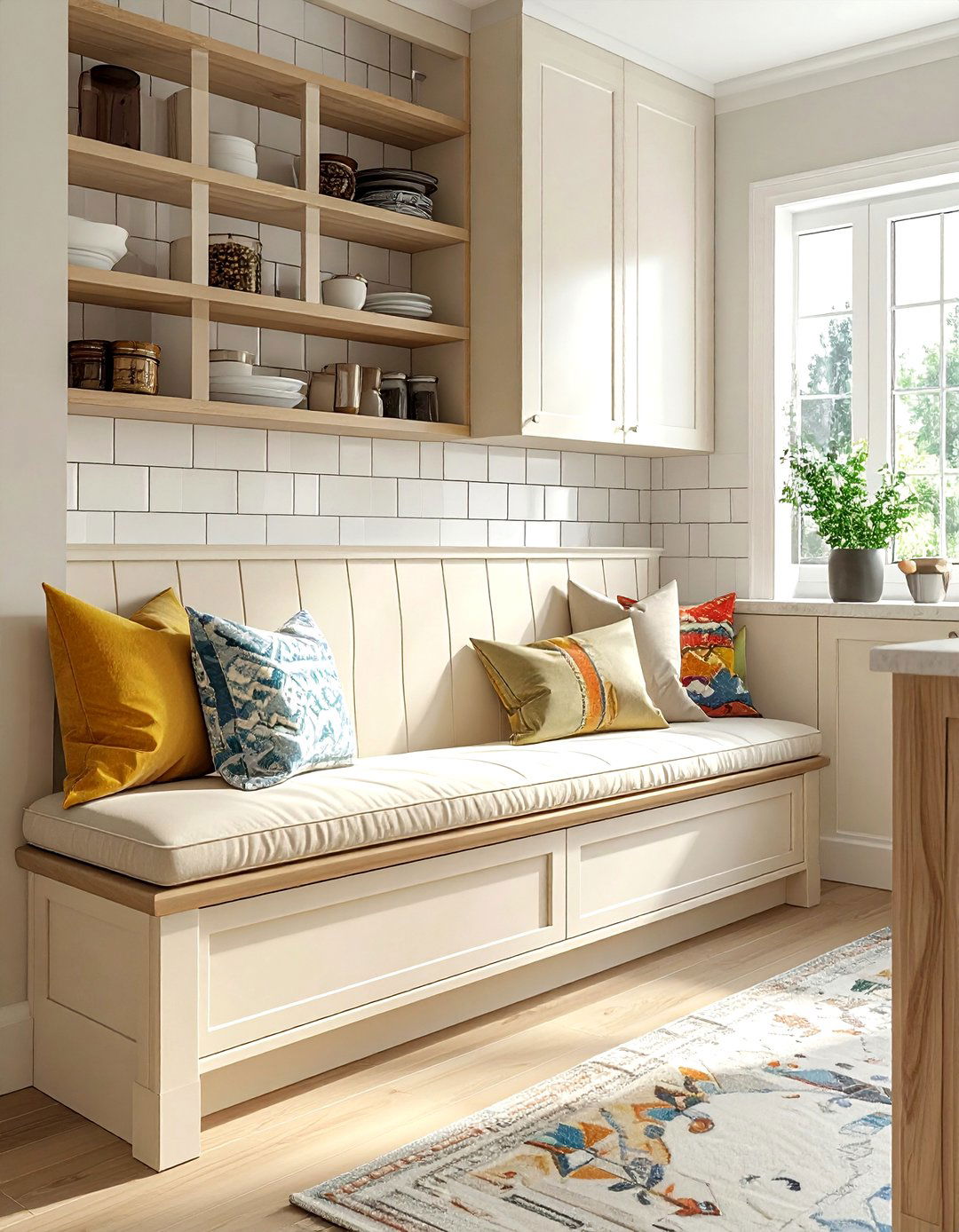 Cream Bench Seating - 30 cream kitchen furniture ideas