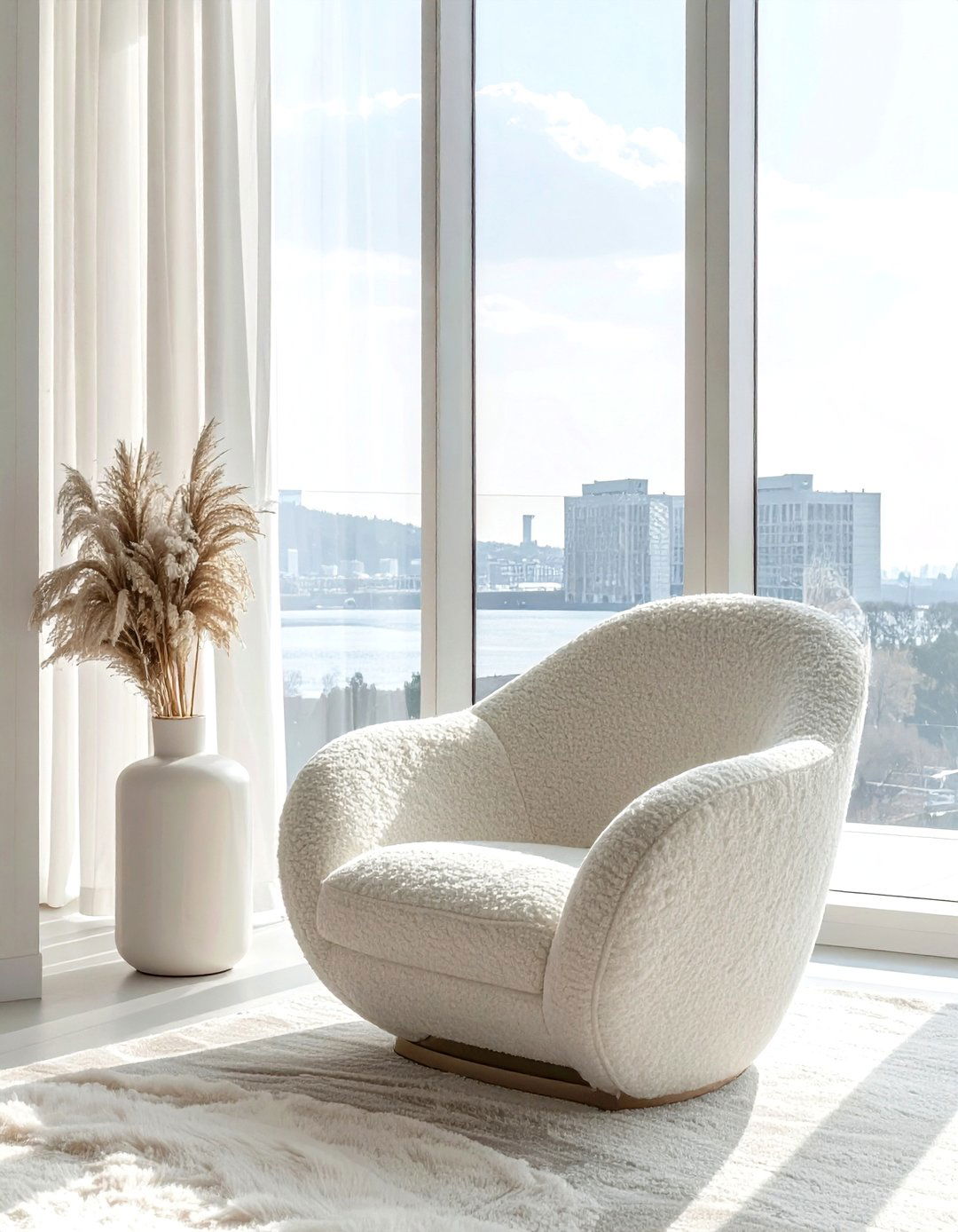 Cream Boucle Chair - 30 cream living room accessories ideas