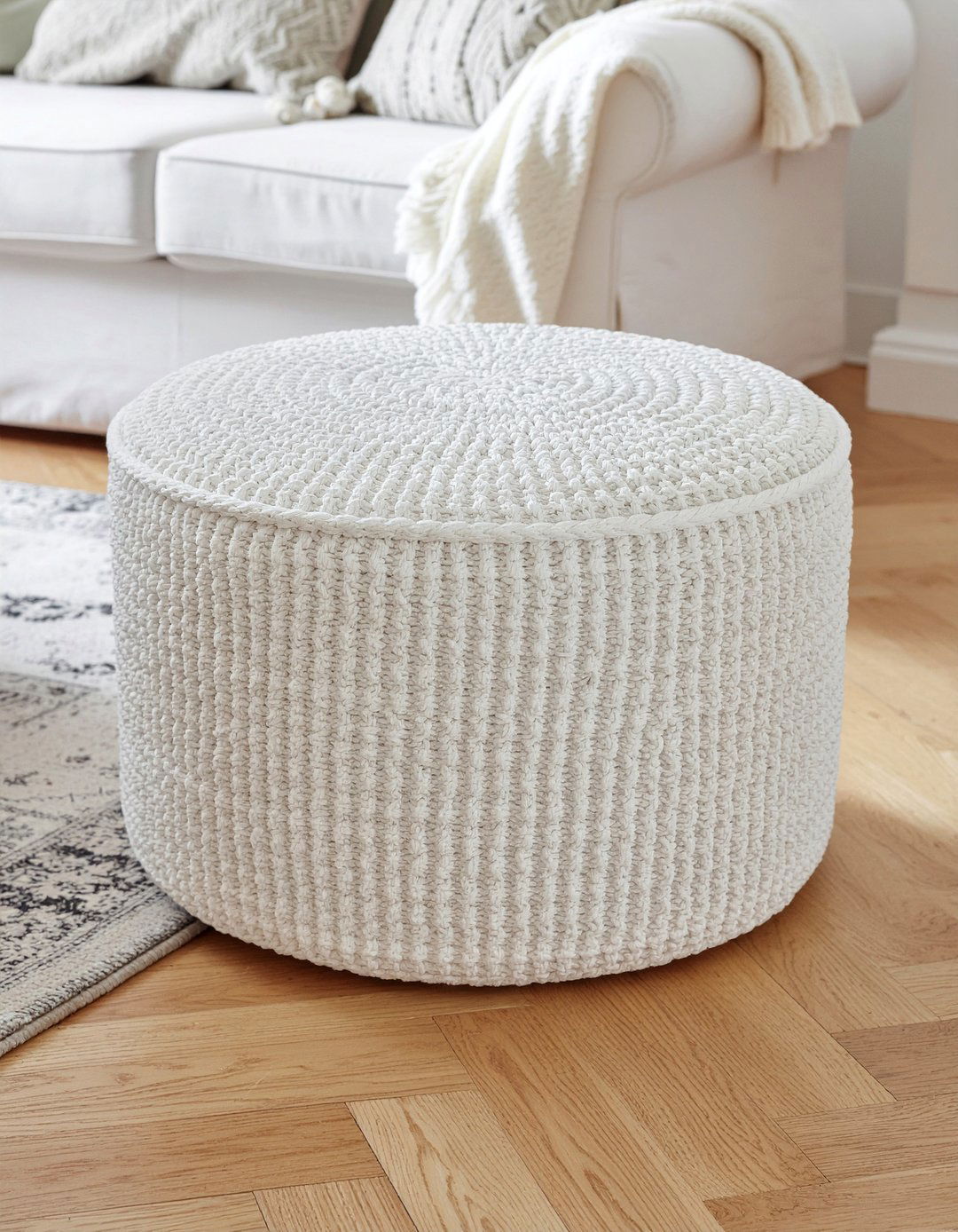 Cream Boucle Storage Ottoman - 30 living room storage ottoman ideas