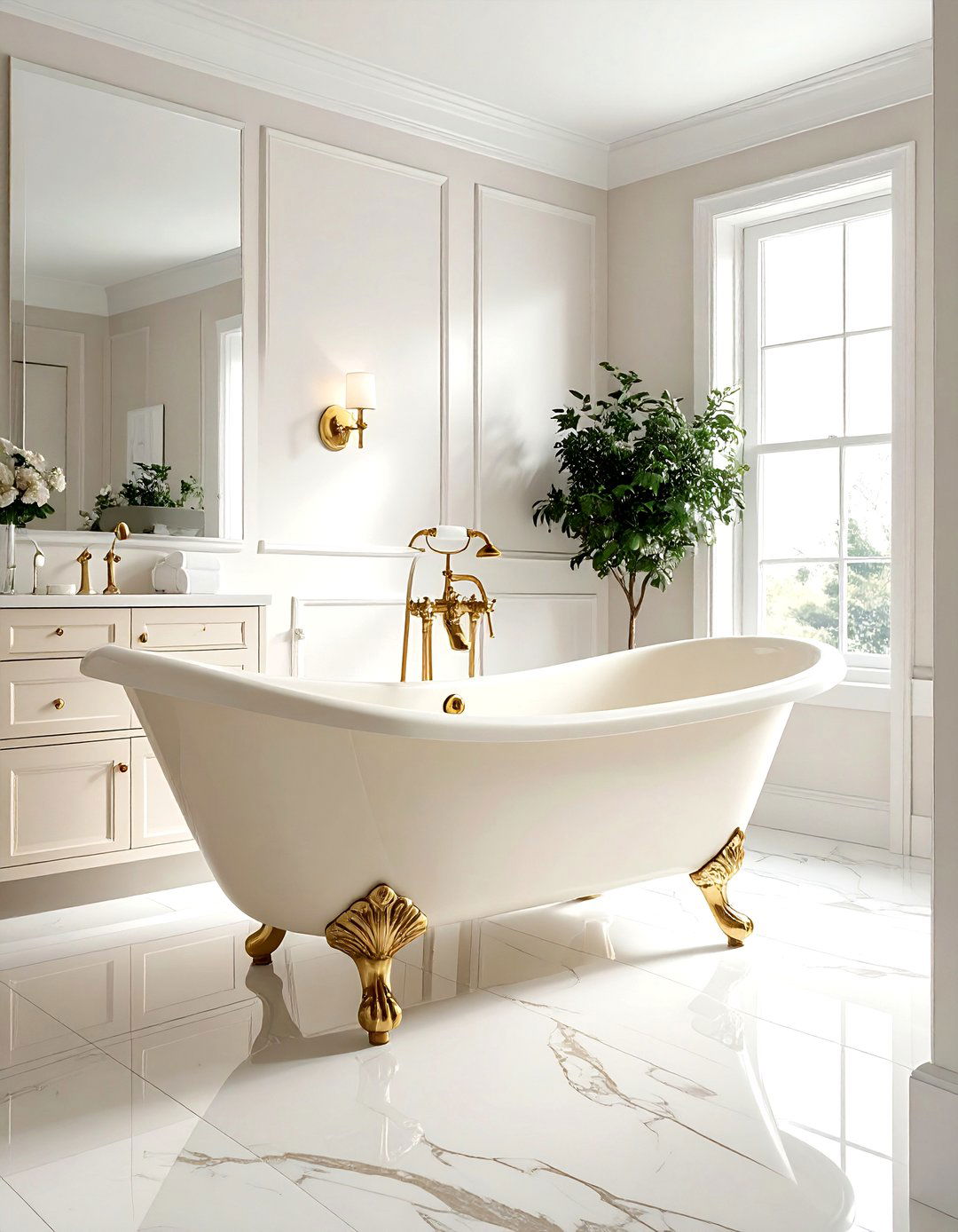 Cream Clawfoot Tub - 30 cream bathroom design ideas