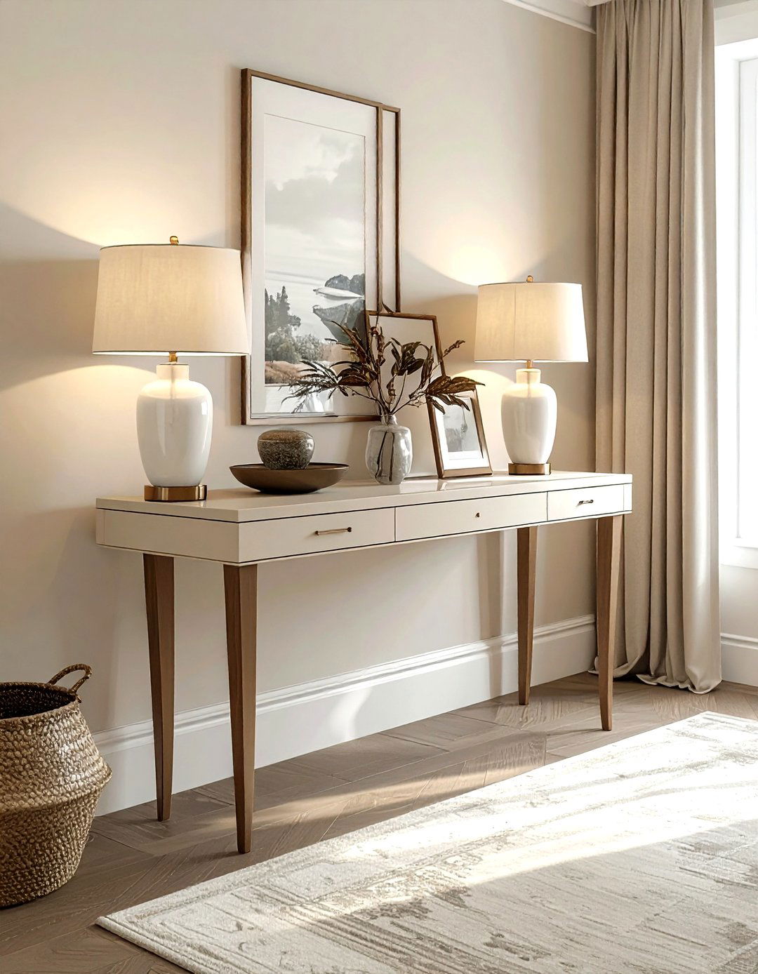 Cream Console Table - 30 cream bedroom furniture ideas