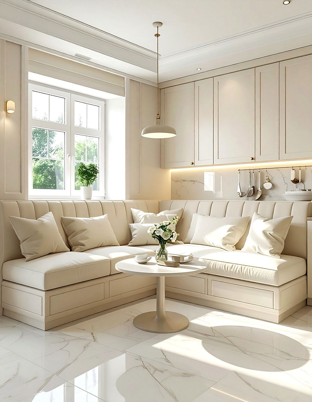 Cream Corner Banquette - 30 cream kitchen furniture ideas