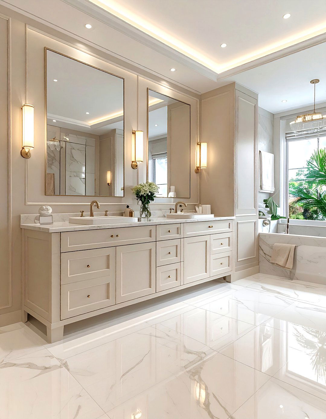Cream Double Sink Vanity - 30 cream bathroom furniture ideas