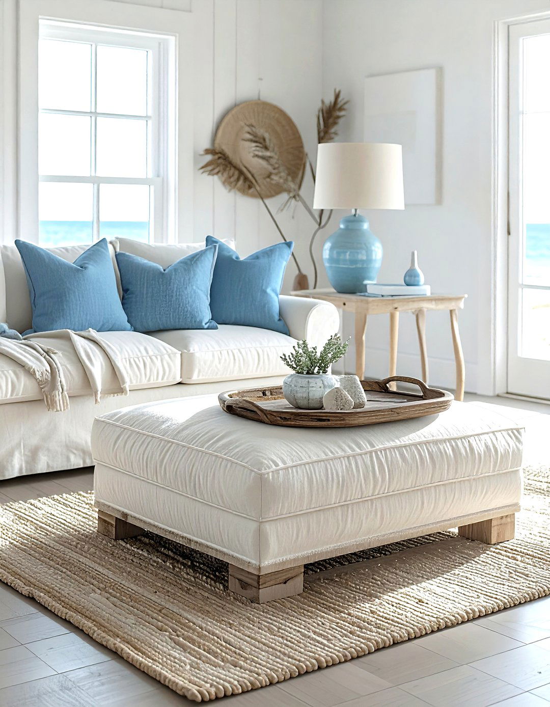 Cream Fabric Ottoman - 30 living room ottomans