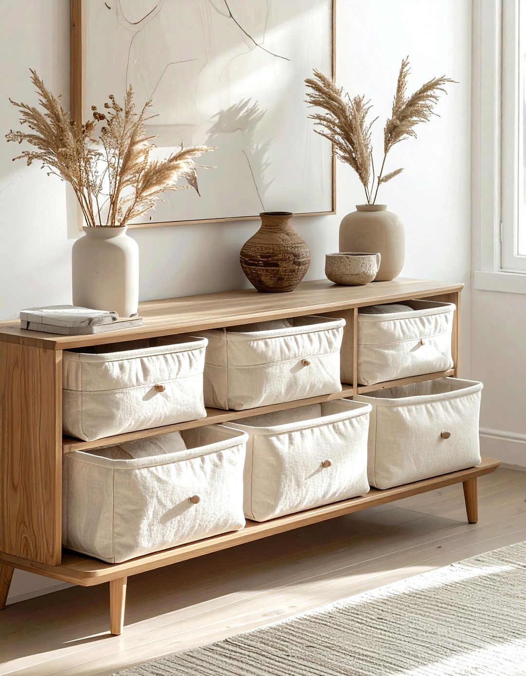 Cream Fabric Storage Bin - 30 cream living room accessories ideas