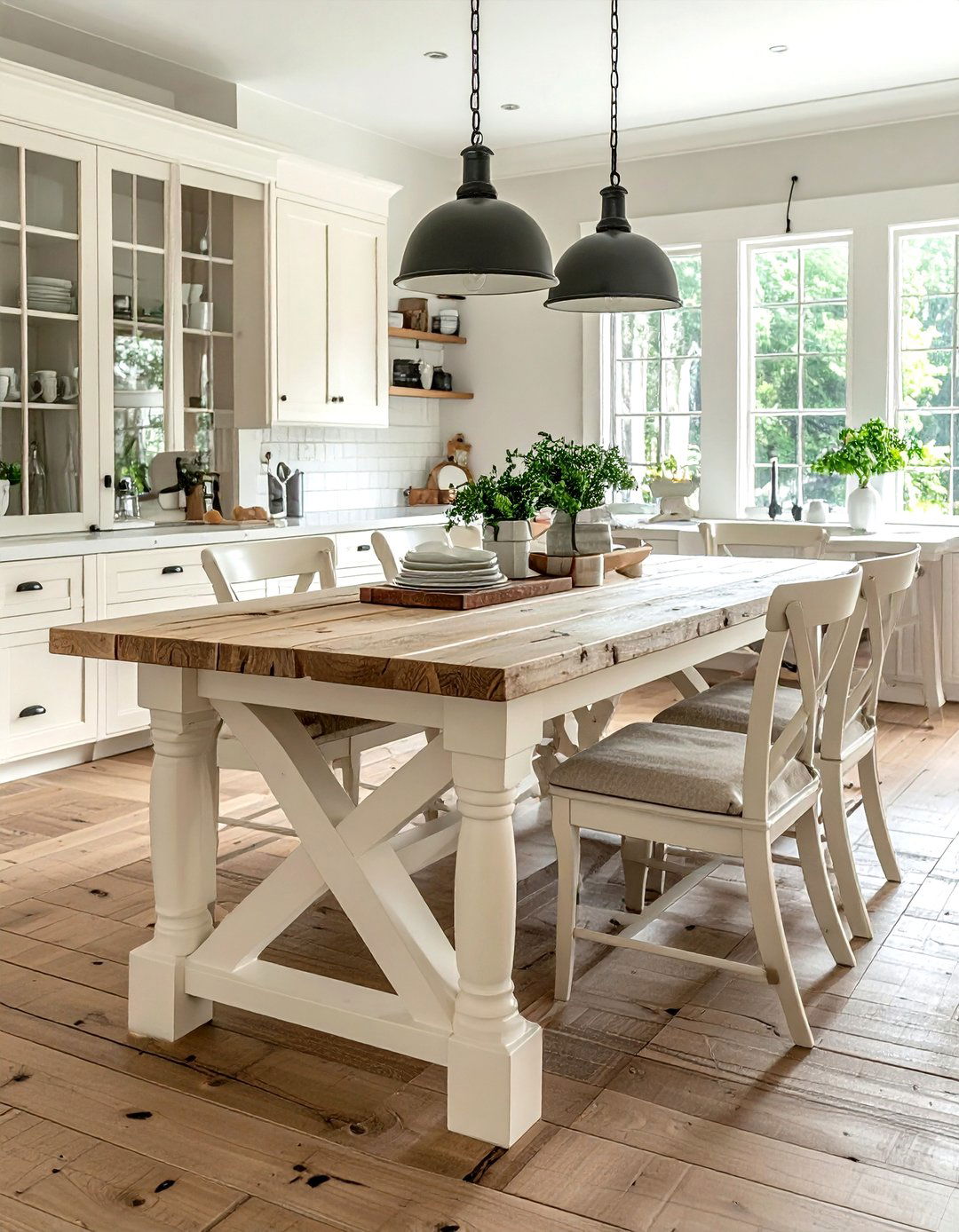 Cream Farmhouse Table - 30 cream kitchen furniture ideas