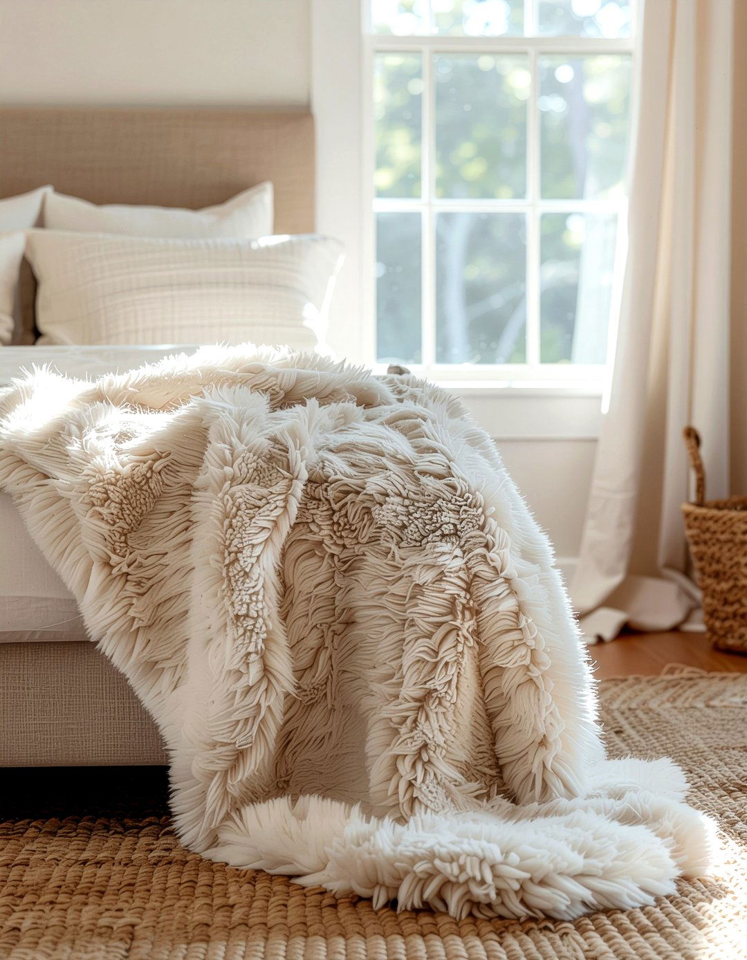 Cream Faux Fur Throw - 30 bedroom faux fur throws