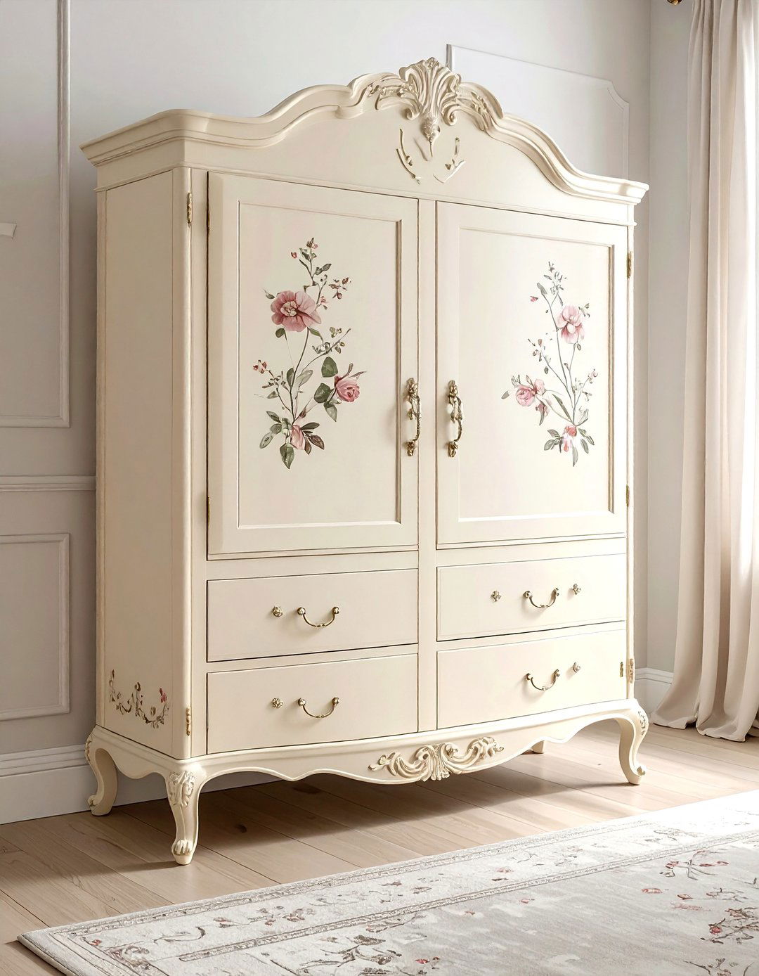 Cream French Armoire - 30 cream bedroom furniture ideas