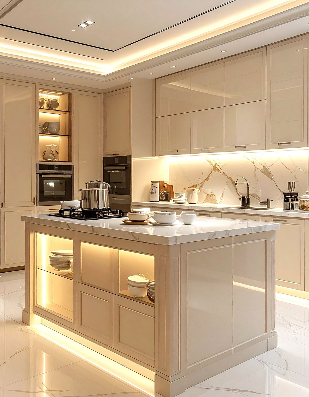 Cream Glass Cabinets - 30 cream kitchen furniture ideas