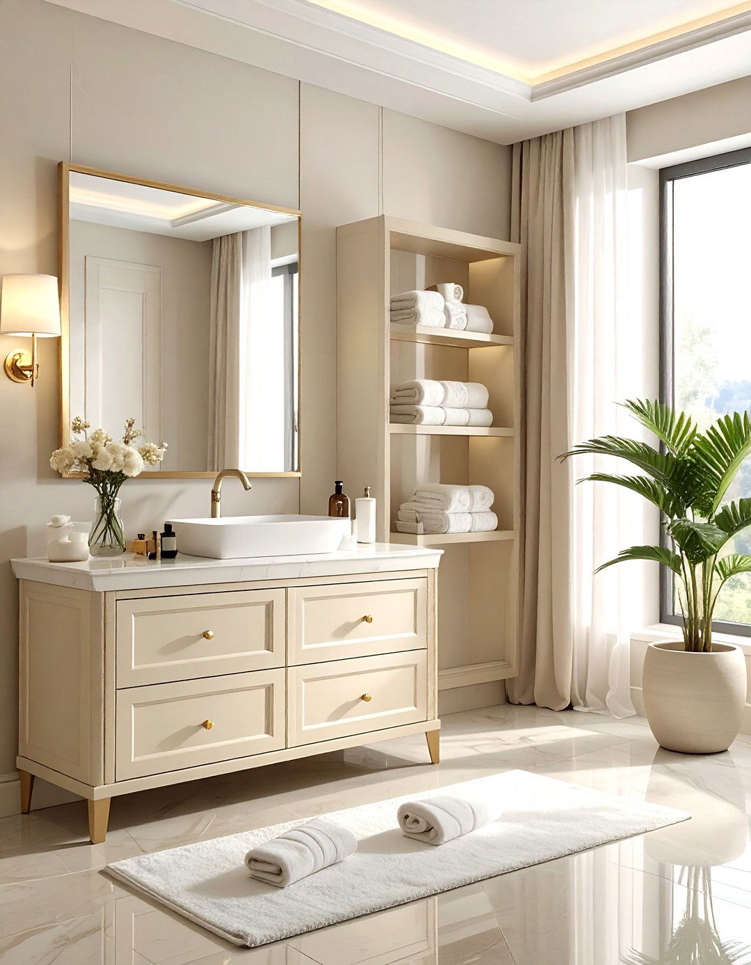 Cream Glass Front Cabinet - 30 cream bathroom furniture ideas