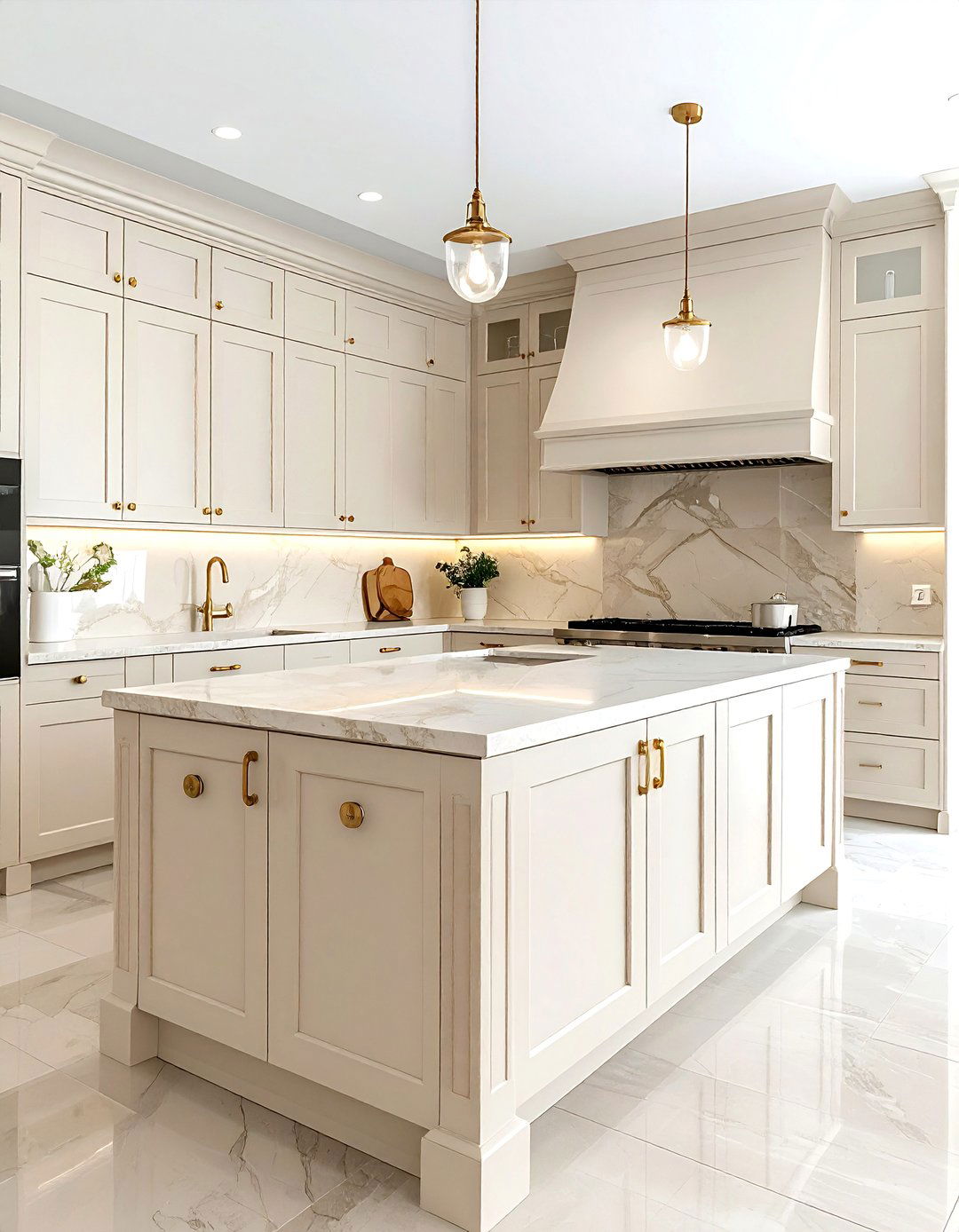 Cream Kitchen Cabinet - 30 peaceful kitchen ideas