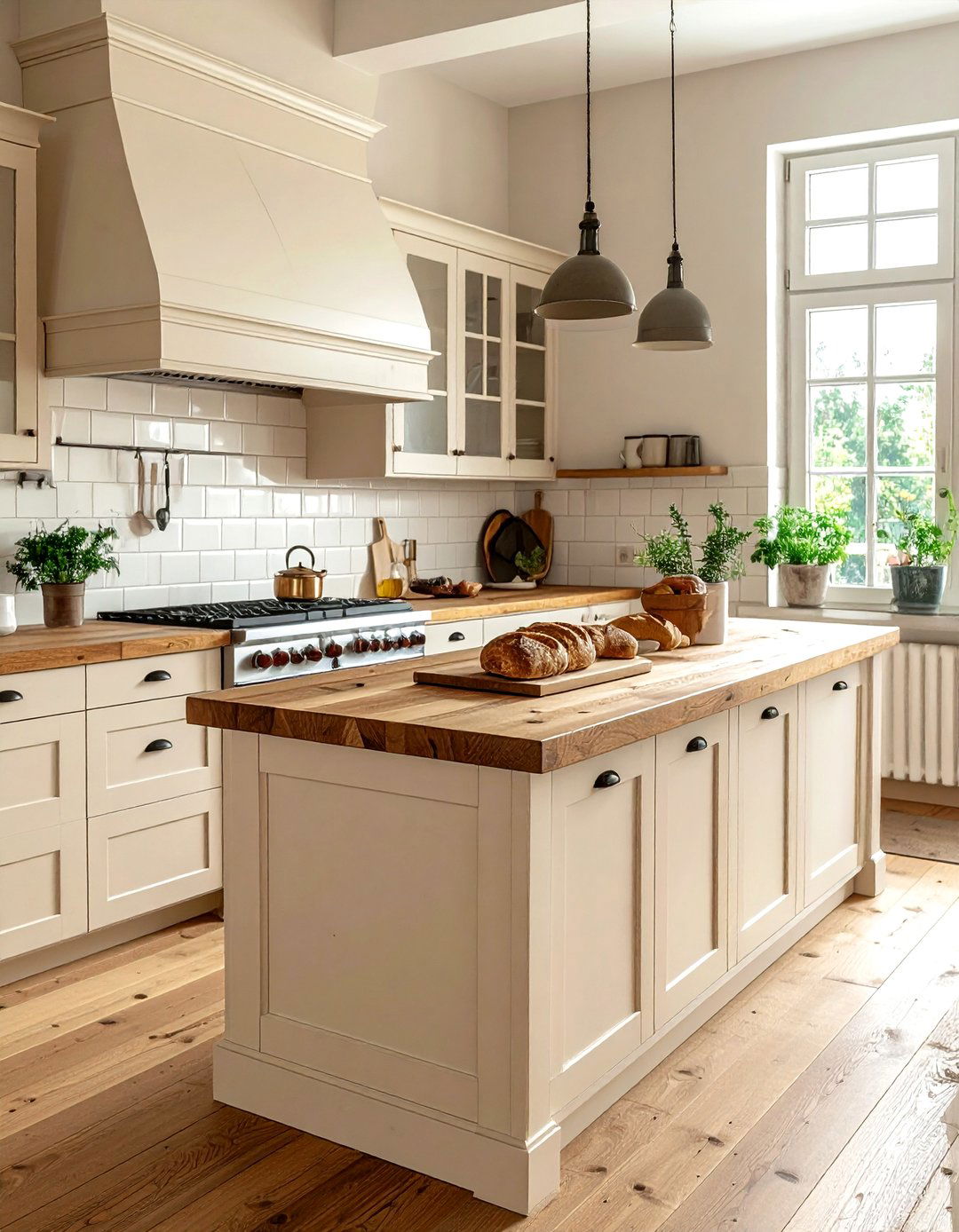Cream Kitchen With Butcher Block - 30 cream kitchen decor ideas
