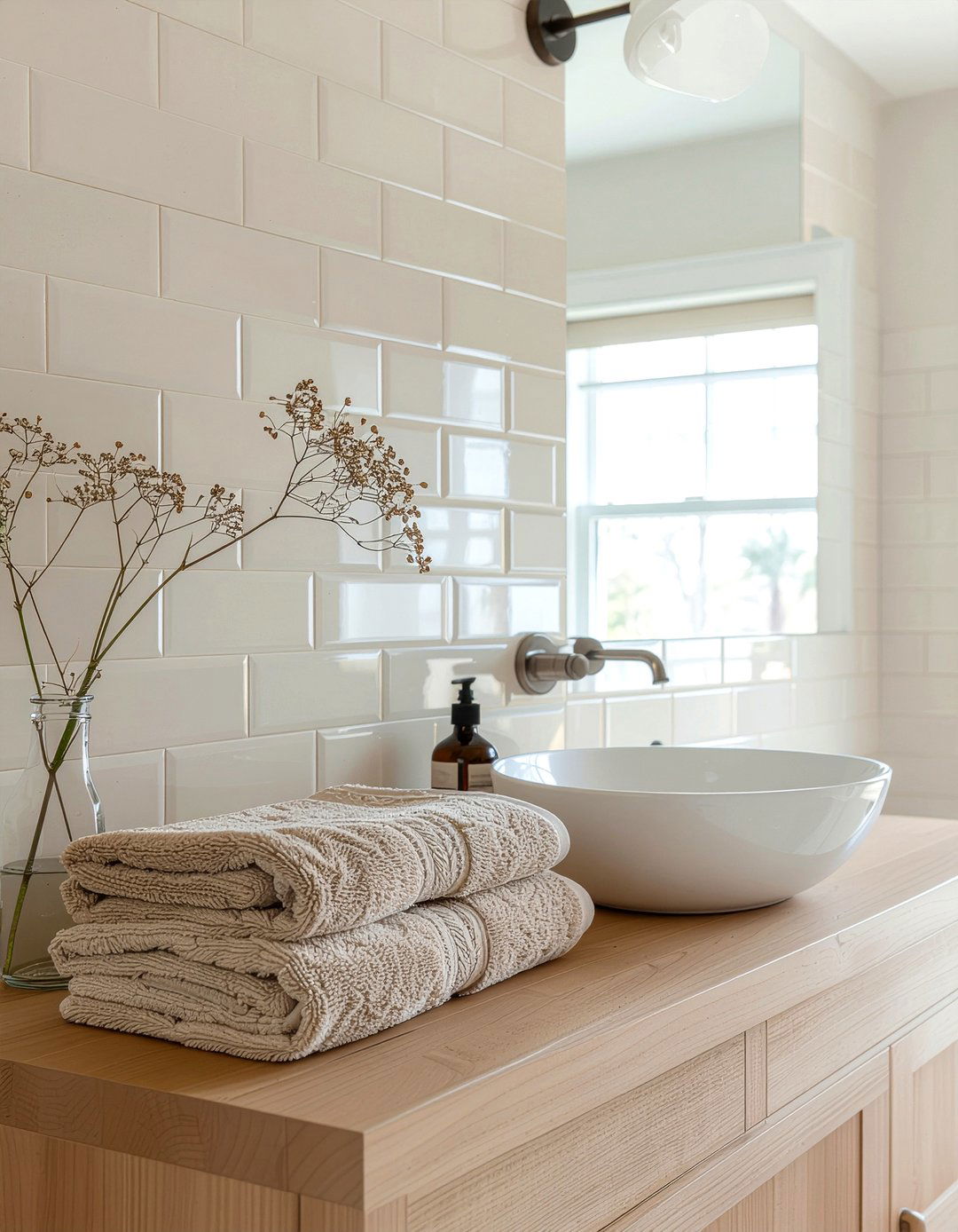 Cream Large Subway Tile Wall - 30 large subway tile bathroom ideas
