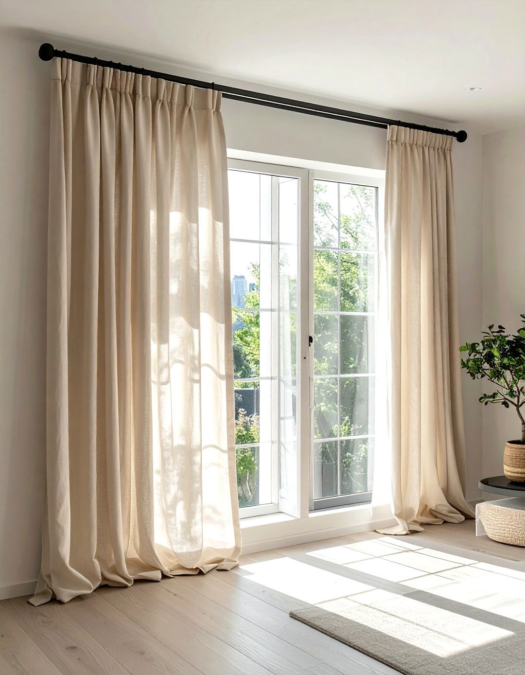 Cream Linen Curtains - 30 cream living room accessories ideas