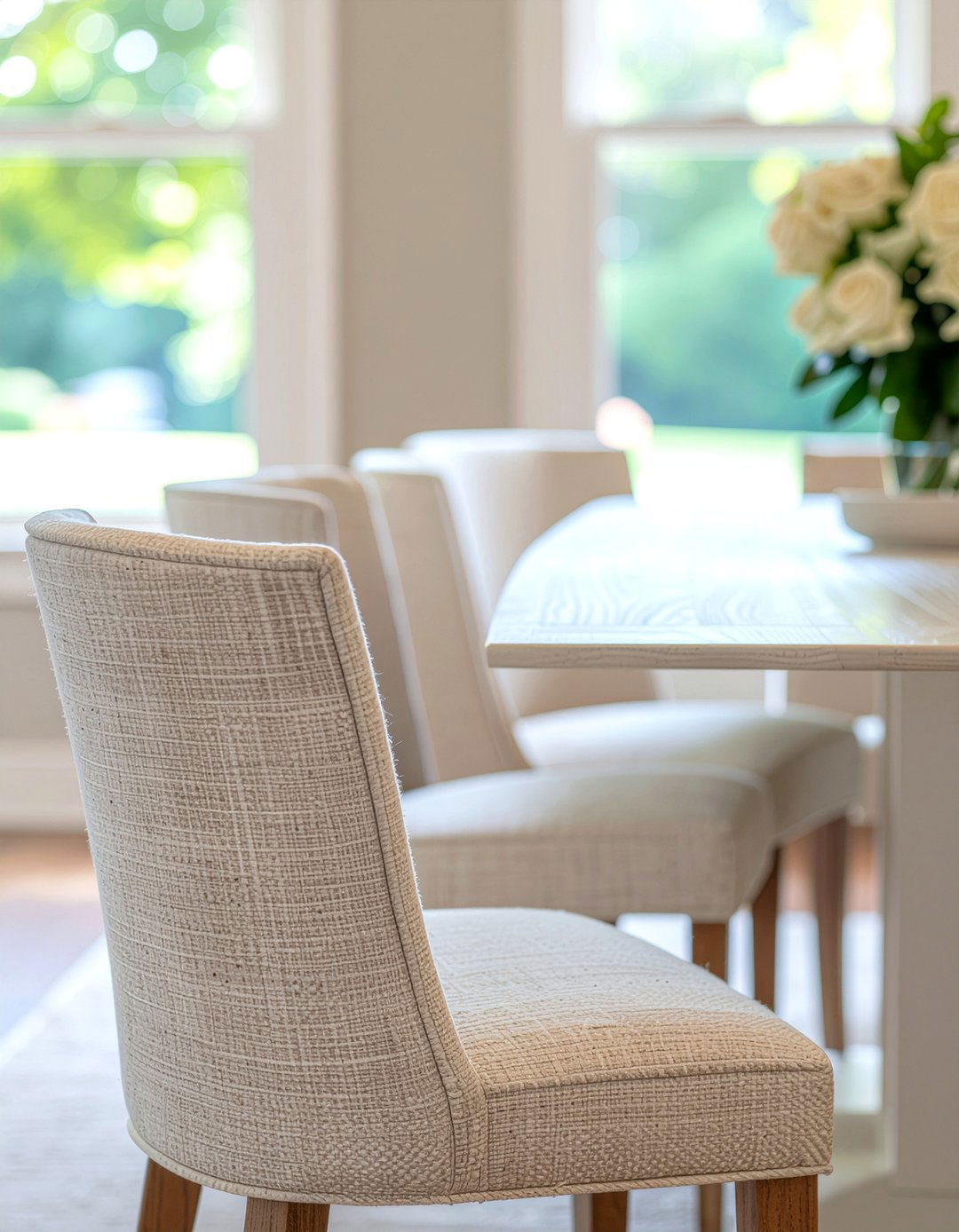 Cream Linen Dining Chairs - 30 neutral dining chair ideas
