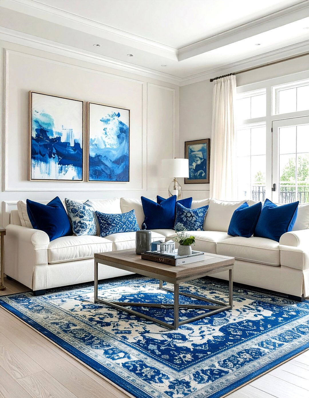Cream Living Room With Blue Accents - 30 contemporary cream living room ideas