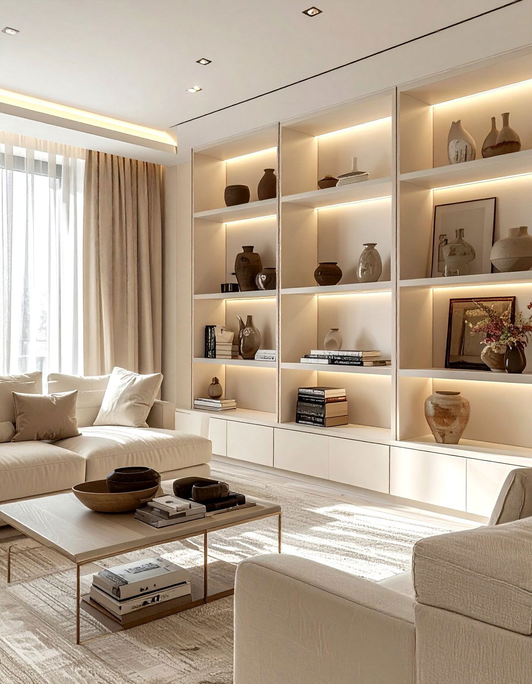 Cream Living Room With Built In Shelves - 30 contemporary cream living room ideas