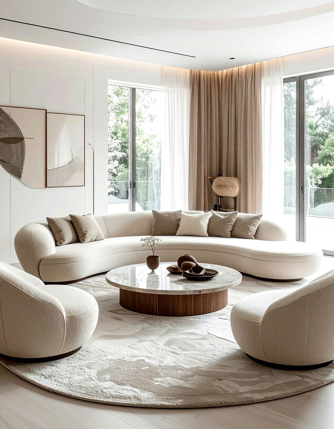 Cream Living Room With Curved Furniture - 30 contemporary cream living room ideas