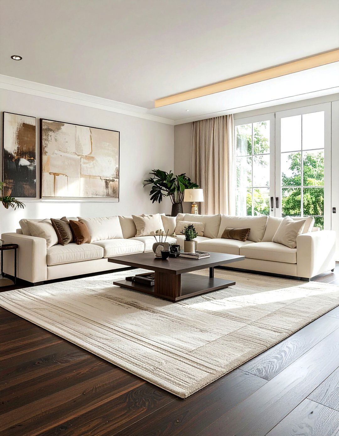 Cream Living Room With Dark Wood Floors - 30 contemporary cream living room ideas