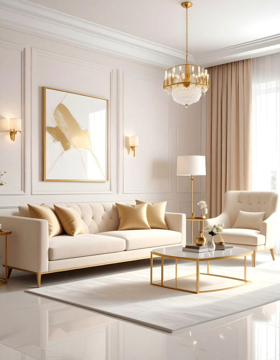 Cream Living Room With Gold Decor - 30 contemporary cream living room ideas