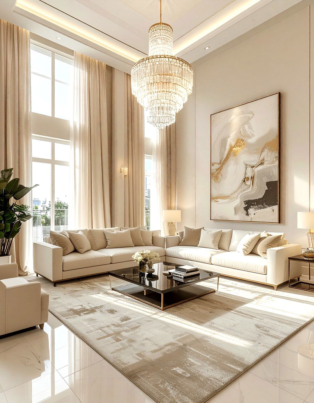 Cream Living Room With High Ceilings - 30 contemporary cream living room ideas