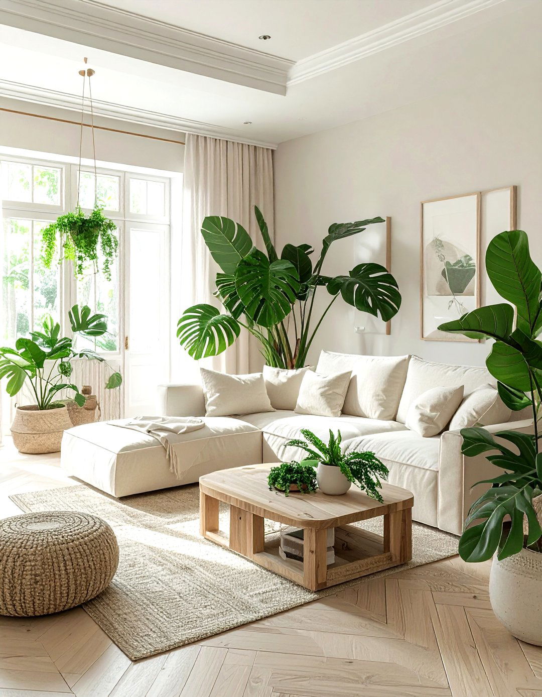 Cream Living Room With Indoor Plants - 30 contemporary cream living room ideas