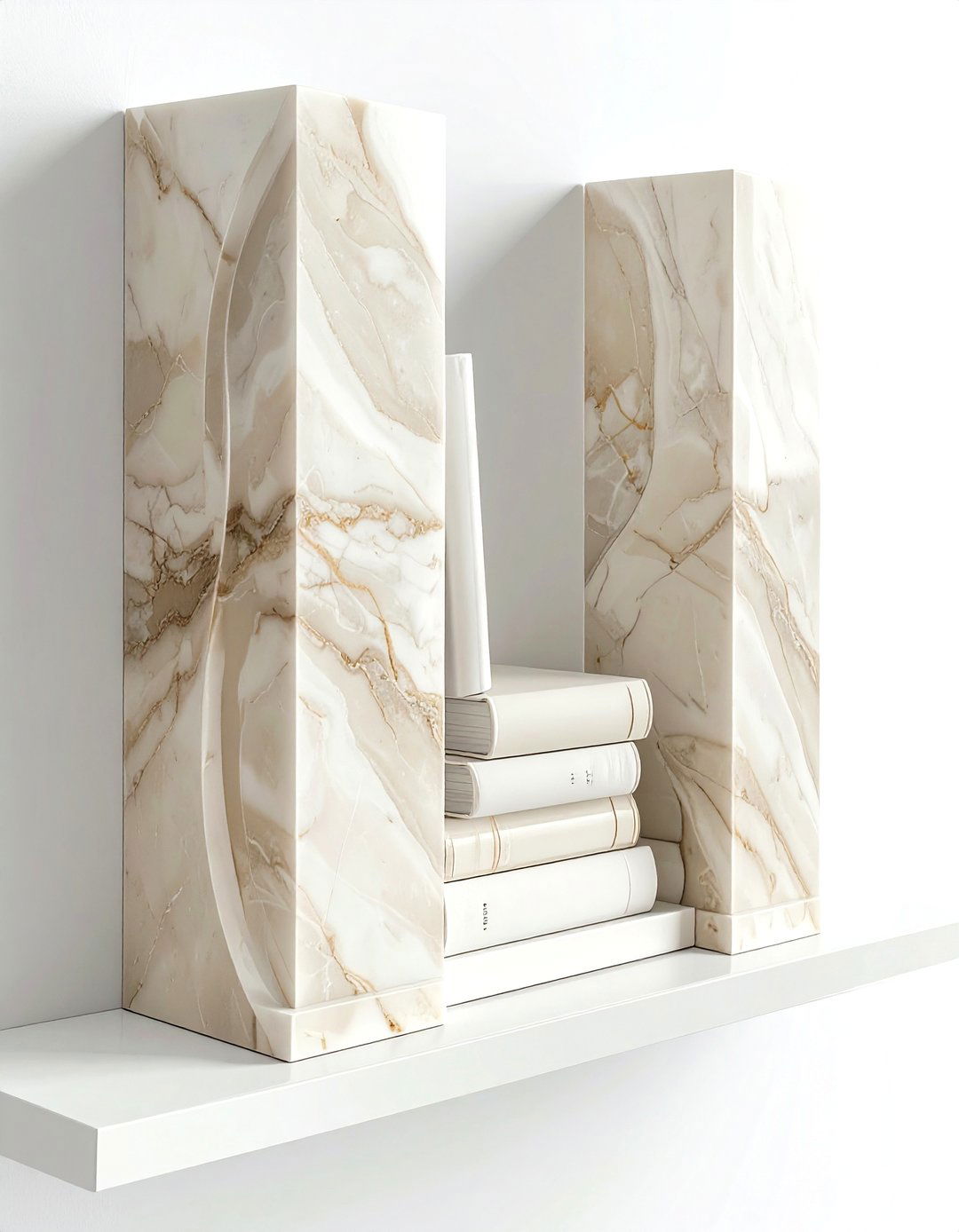 Cream Marble Bookends - 30 cream living room accessories ideas
