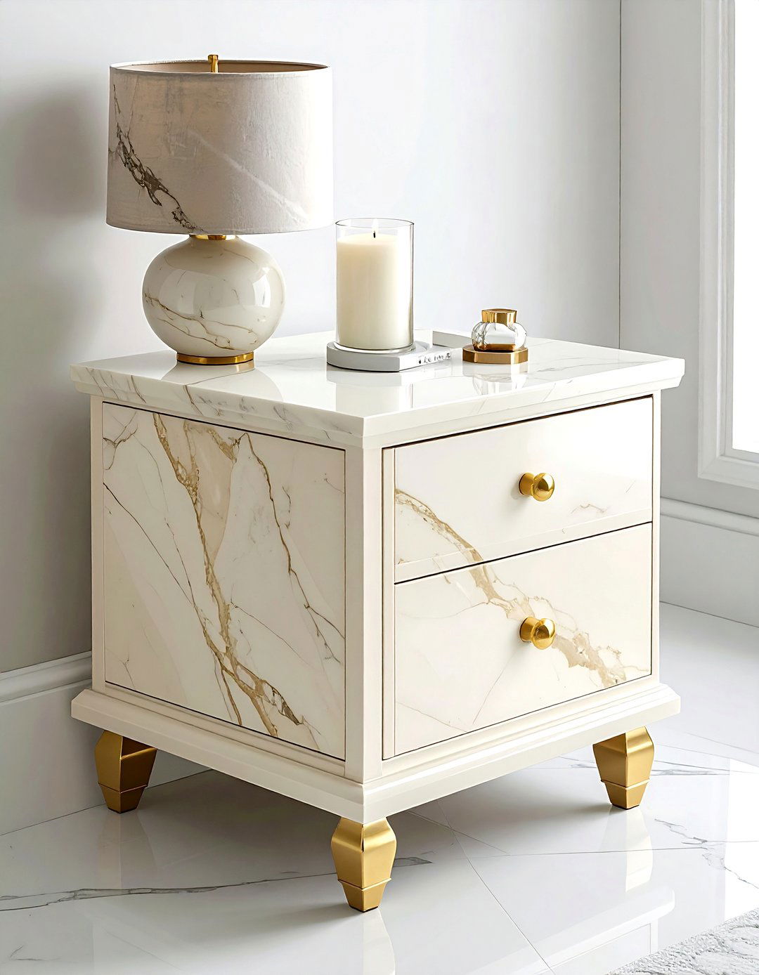 Cream Marble Nightstand - 30 cream bedroom furniture ideas