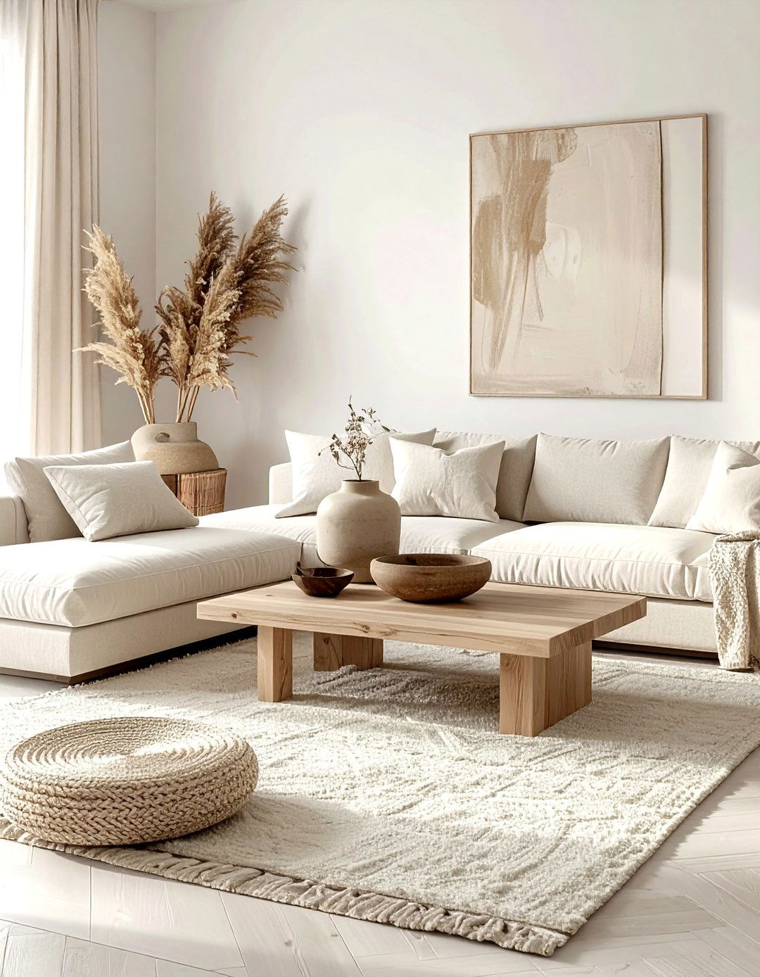 Cream Minimalist Boho Living Room - 30 bohemian cream living room ideas