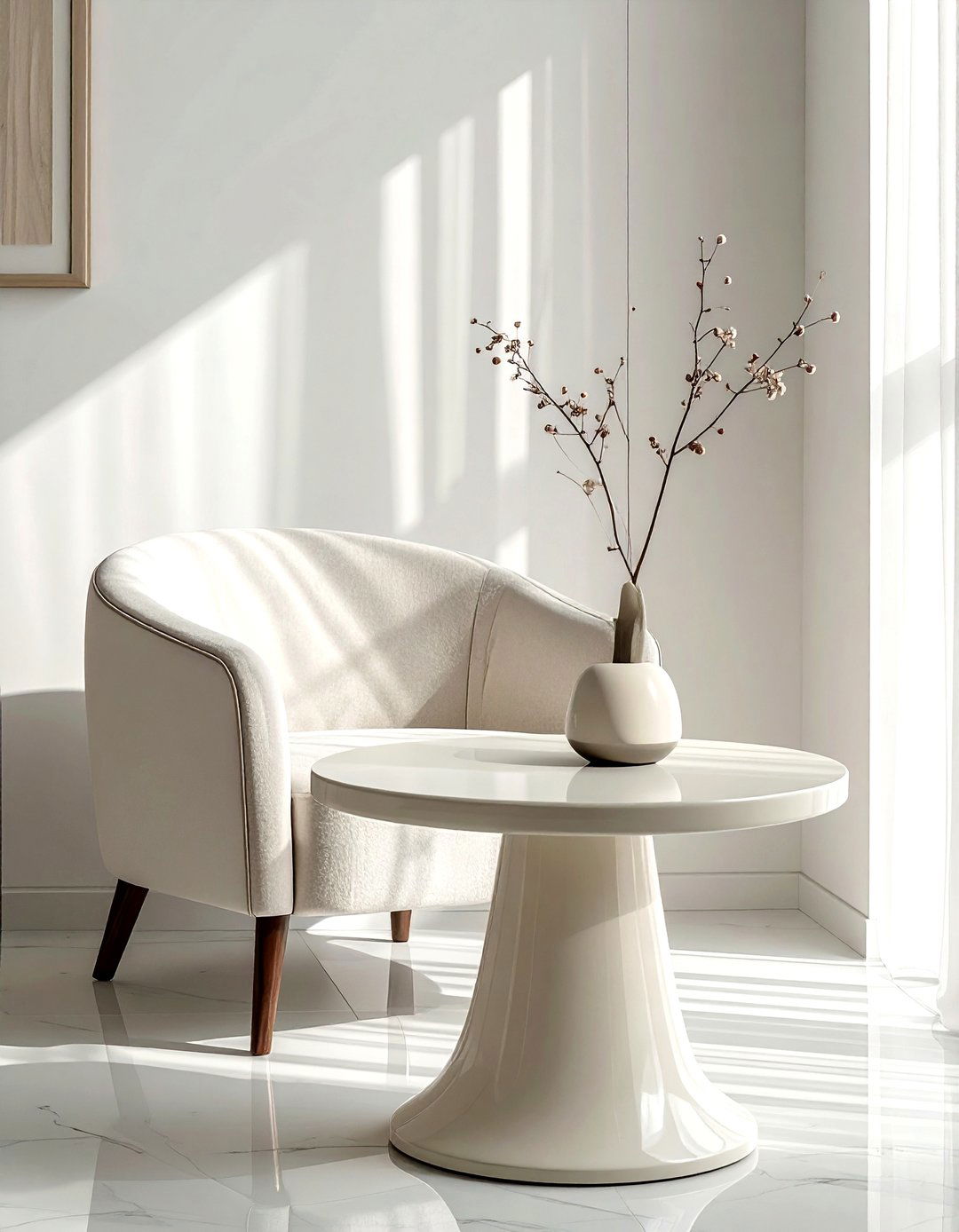 Cream Pedestal Side Table - 30 cream living room accessories ideas