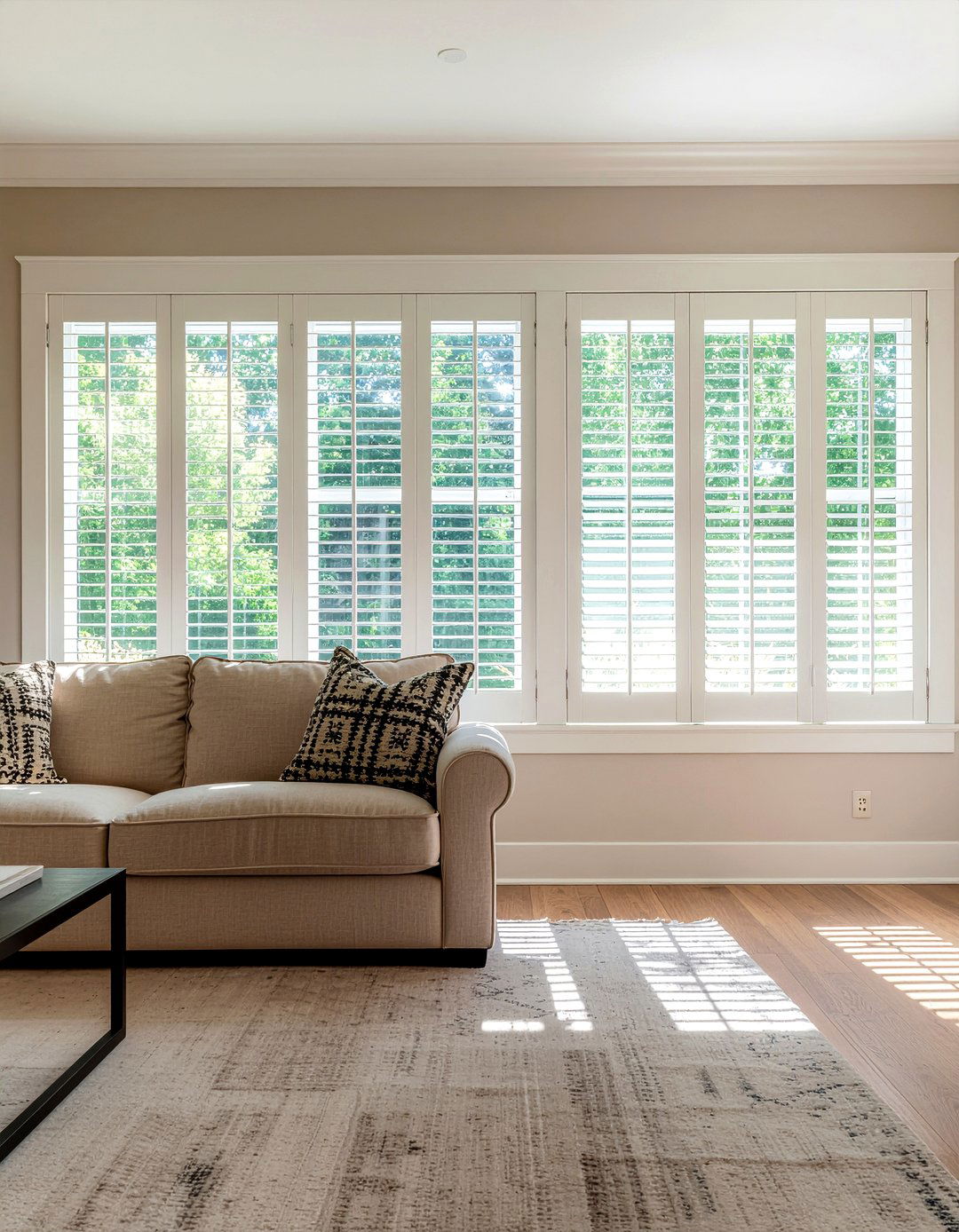 Cream Plantation Shutters - 30 living room plantation shutters